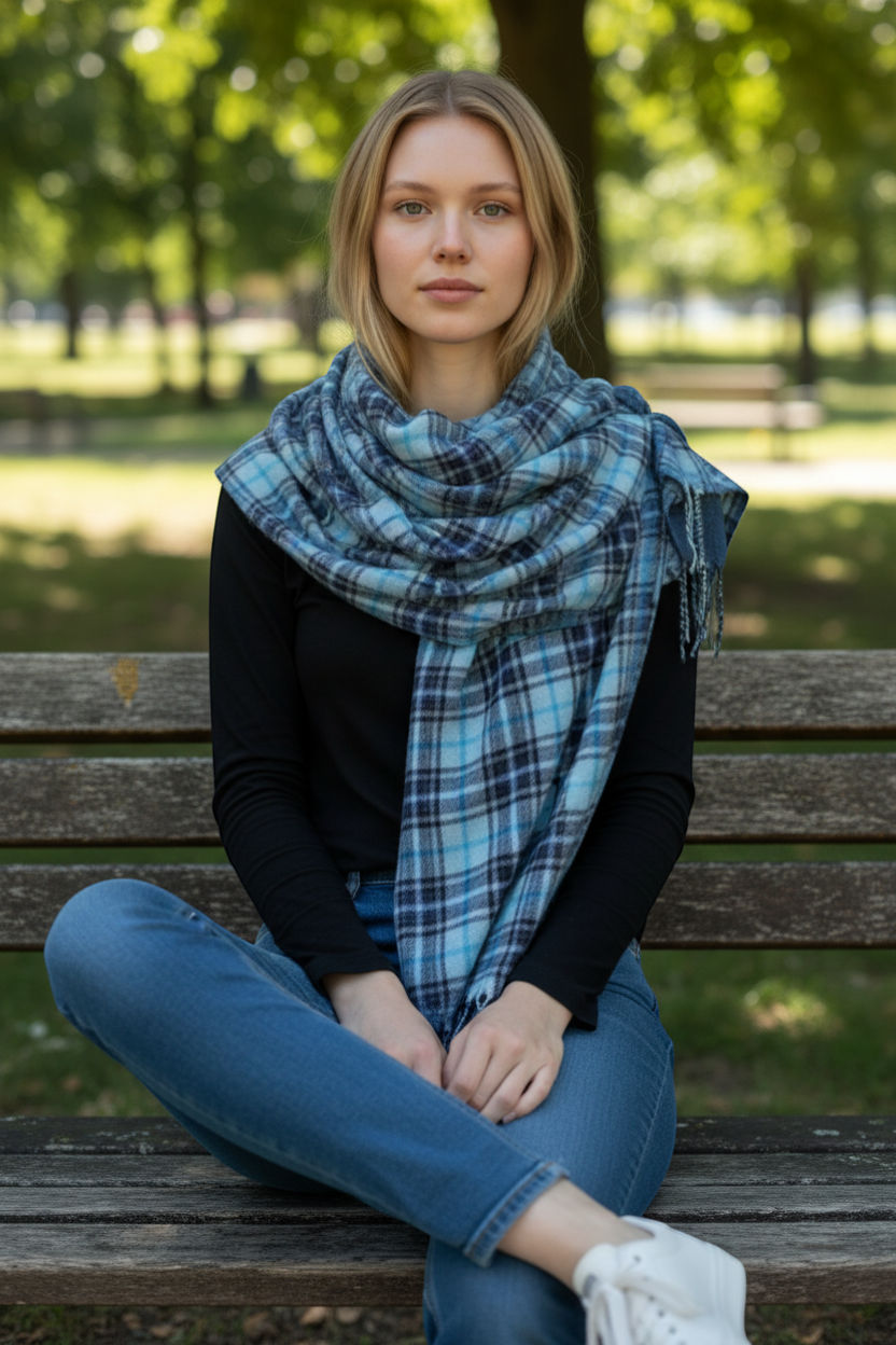 Blue Black Check Muffler